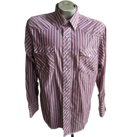 Wrangler Men's Purple Striped Casual Button Down Shirt - Picture 1 of 6